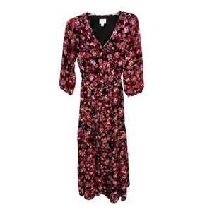 Isabel Maternity Floral Tiered V-Neck Maxi Maternity Dress